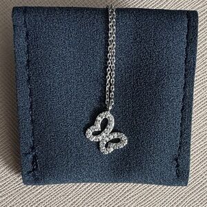 White Gold and Diamond Butterfly Pendant Necklace
